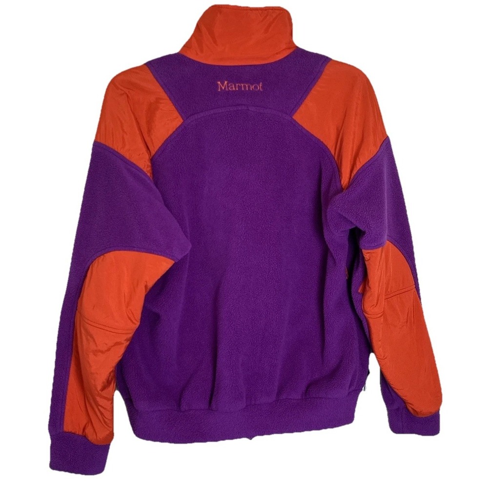 Vintage 90s Marmot Womens Orange Purple Fleece Nylon Zip‎ Up Jacket sz Medium